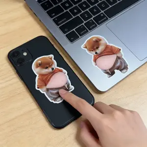 6Pcs Cute 3D Raised Shiba Inu Animal Belly Stickers - Soft Gel Pet Decals for Smartphone, Cellphone, Handheld Device Accessories, Laptops, Fridges