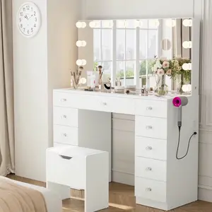 LuxeGlow Hollywood Makeup Vanity Desk, Indoor Furniture for Home Beauty Routine