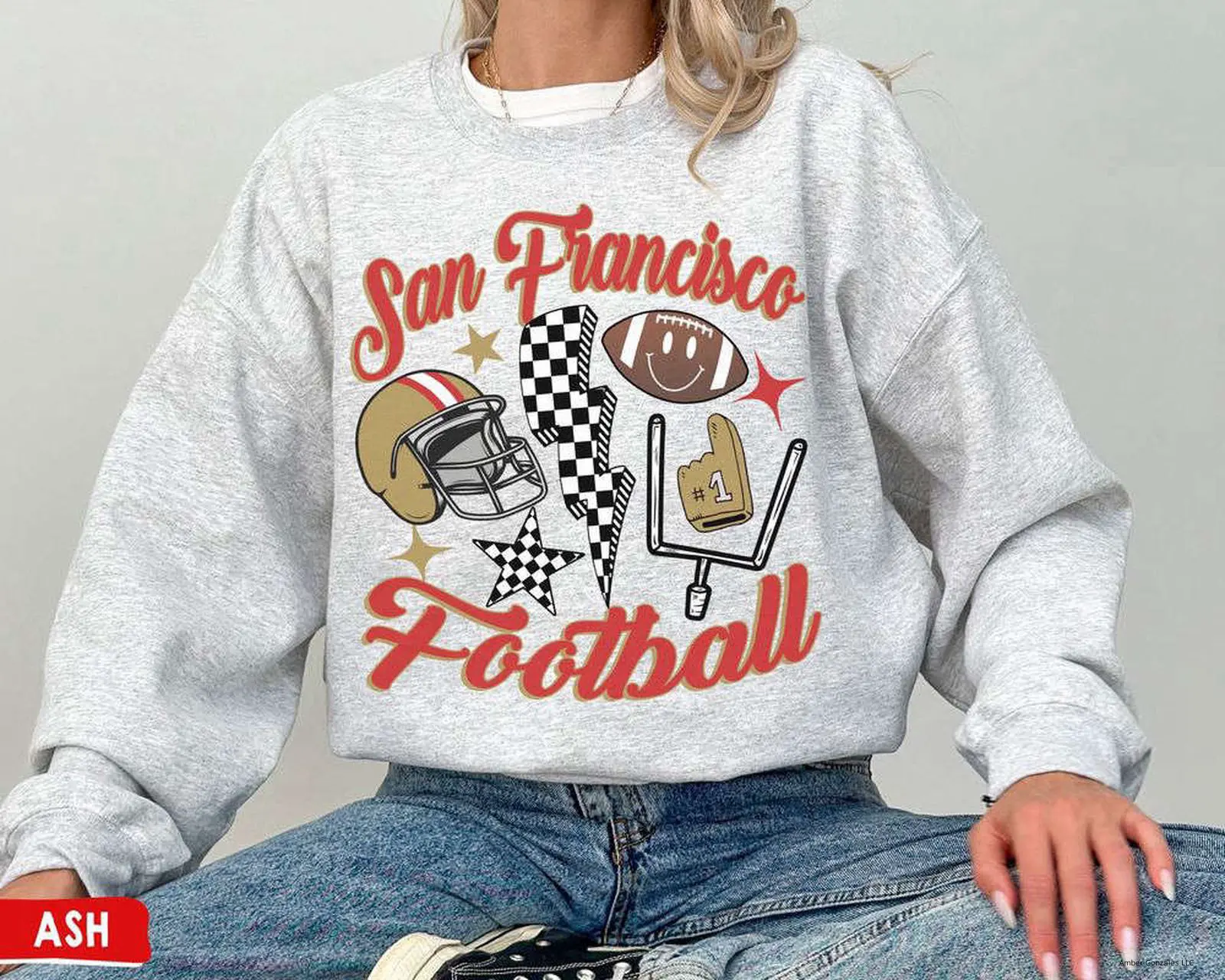 Retro San Francisco Football Crewneck Sweatshirt / T-Shirt, The Niners, Vintage San Francisco Sweatshirt 49er