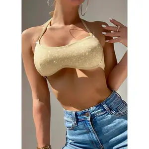 Kissed By The Stars Crop Top in Shiny Latte