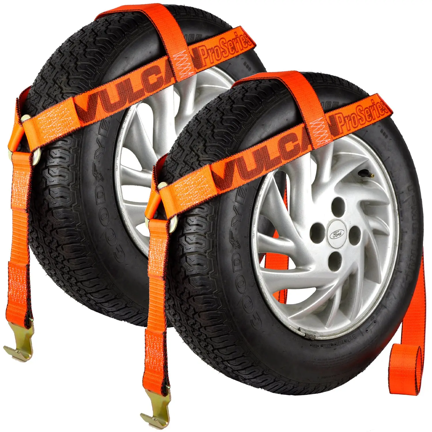 VULCAN Wheel Dolly Tire Harness with Flat Hook - Bonnet Style - PROSeries - 2 Pack - 1,665 Pound Safe Working Load Car Parts