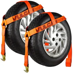 VULCAN Wheel Dolly Tire Harness with Flat Hook - Bonnet Style - PROSeries - 2 Pack - 1,665 Pound Safe Working Load Car Parts