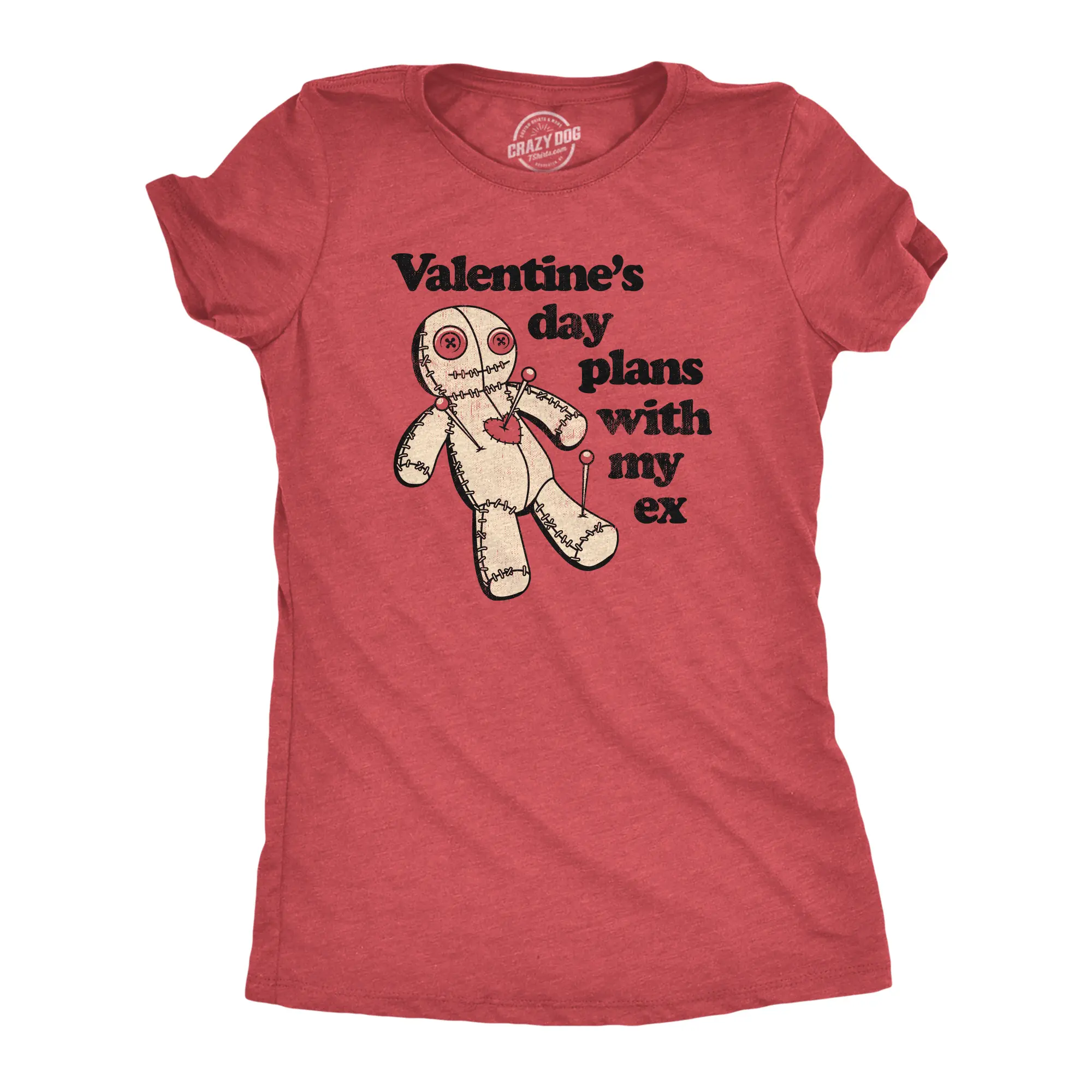 Womens Valentines Day Plans With My Ex T Shirt Funny Voodoo Doll Joke Tee for Ladies Funny Womens T Shirts Cute Vintage Fashion Casual Ladies T-Shirt Gift Love Tops for Women Funny Sarcastic Top Women's Novelty Red -