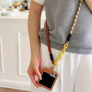 Simple acrylic mobile phone lanyard diameter outdoor universal mobile phone case crossbody shoulder lanyard neck rope clip hanging anti-lost wrist strap