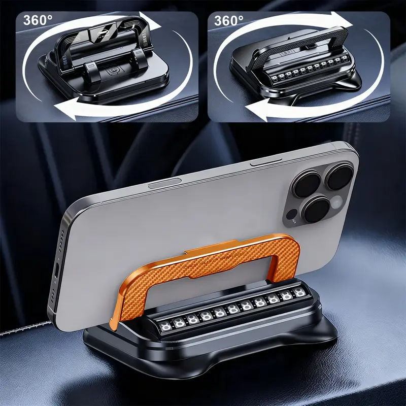 Car Phone Holder with Strong Suction Mount Buckle, Rotating Joint, Adjustable Angle, Non-Slip Dashboard/Number Plate Mount, Scratch Prevention, Enhanced Security for iPhone/Android, Ideal for Commuting, Car Rides, Phone Holder For Car, Rotatable Stand