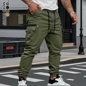 Men’s cargo pants with tapered ankle and rolled hem design — durable non-stretch casual outdoor pants suitable for everyday wear