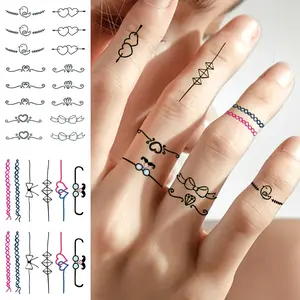 2pcs Small Pattern Finger Tattoos, Waterproof Temporary Tattoo Stickers, Hearts Diamonds Bows, for Men Women, Festive Party Decorations
