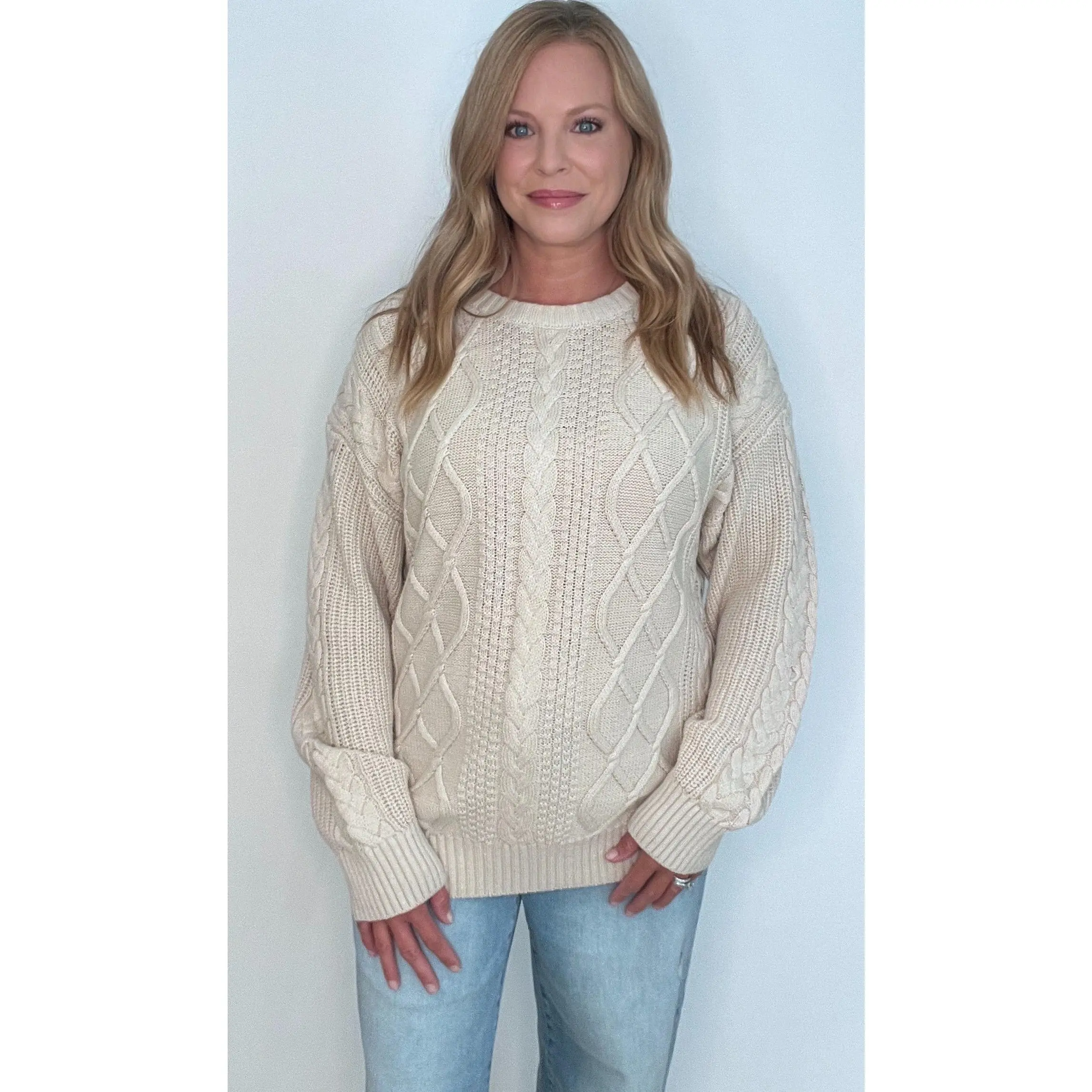 Nantucket Cable Knit Sweater-Natural