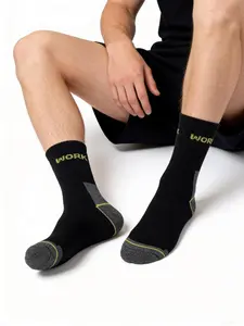 20 Pairs Value Pack Men's Youth Big Size Crew Socks , Work Letter Color Block Moisture Wicking Breathable Basketball Casual Socks