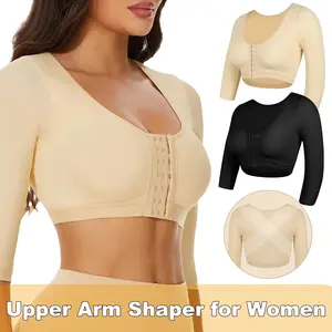 2PCS Arm Shaper for Women Post Surgery Arm Lipo Compression Sleeves Arm Front Closure Shapewear Bra Seamless Shapewear Body shaper