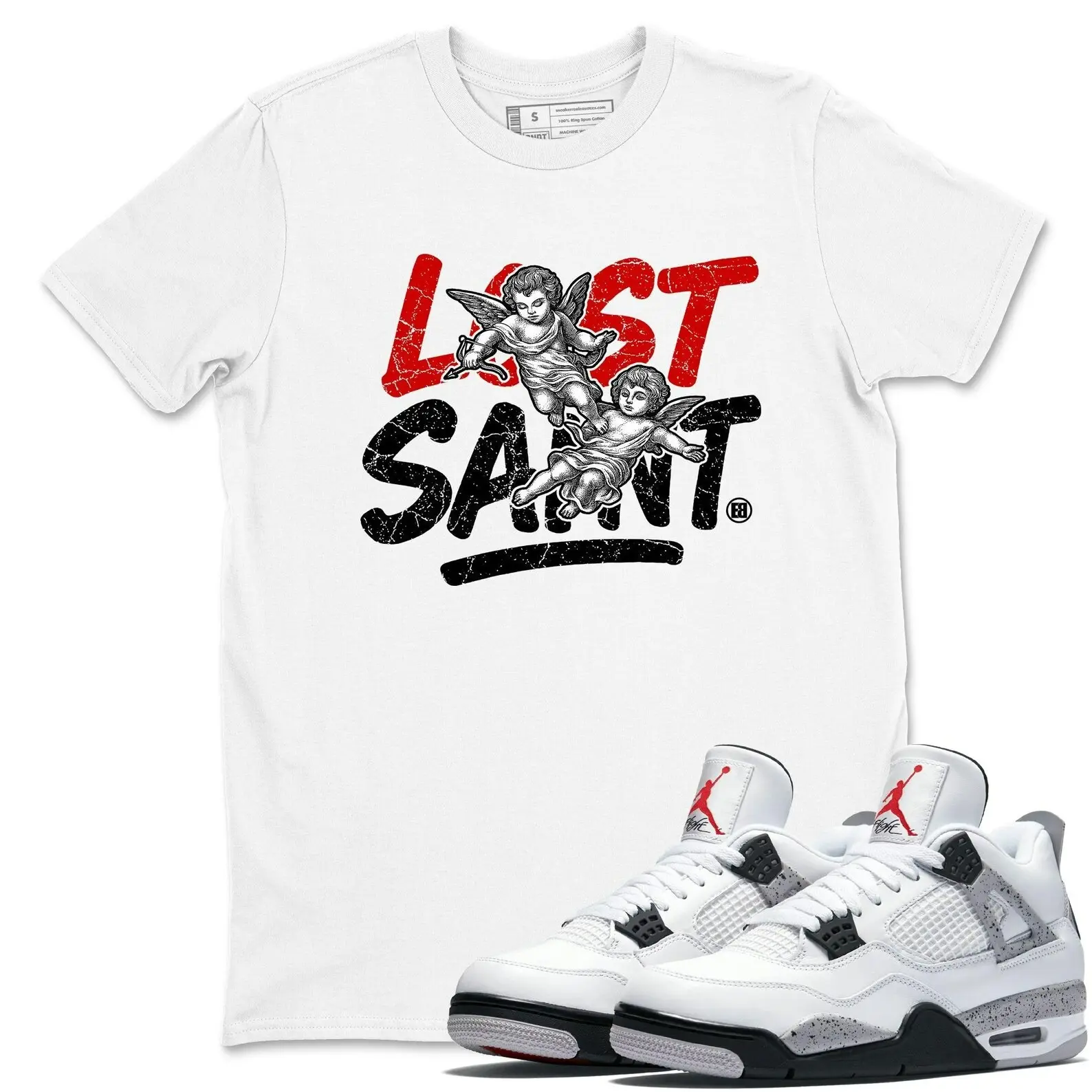 Lost Saint Unisex Graphic T-Shirts To Match Sneakers 4s Retro White Cement, White Cement 4s Outfit, Graphic Tees, Trendy Summer Sun Tees, Top T-Shirt