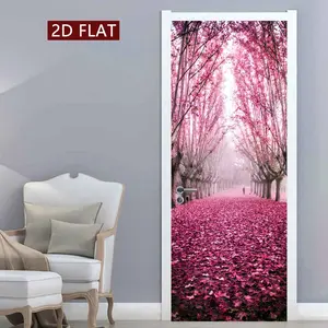 Cherry Blossom Pattern Wall Sticker, 2 Counts/set Self Adhesive Wall Decal, Removable Wall Art for Home Living Room Bedroom Decor, Door Decorations, Ornaments, Decorative Sticker, Floral Pattern Sticker