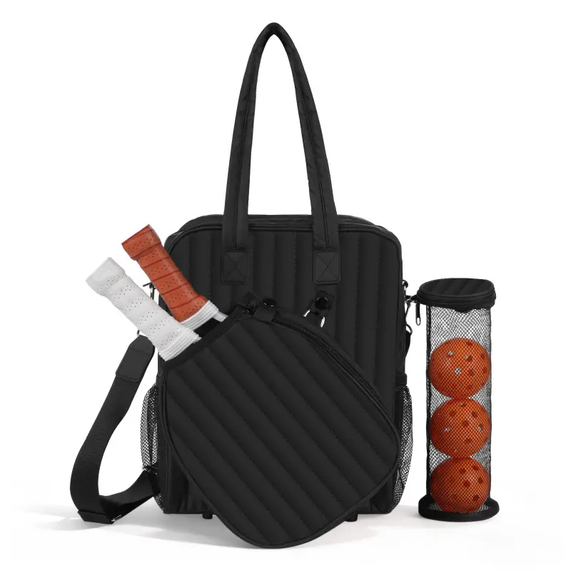 Pickleball Tote Bag with Racket Holder & Ball Pouch - Multi-Pocket Design