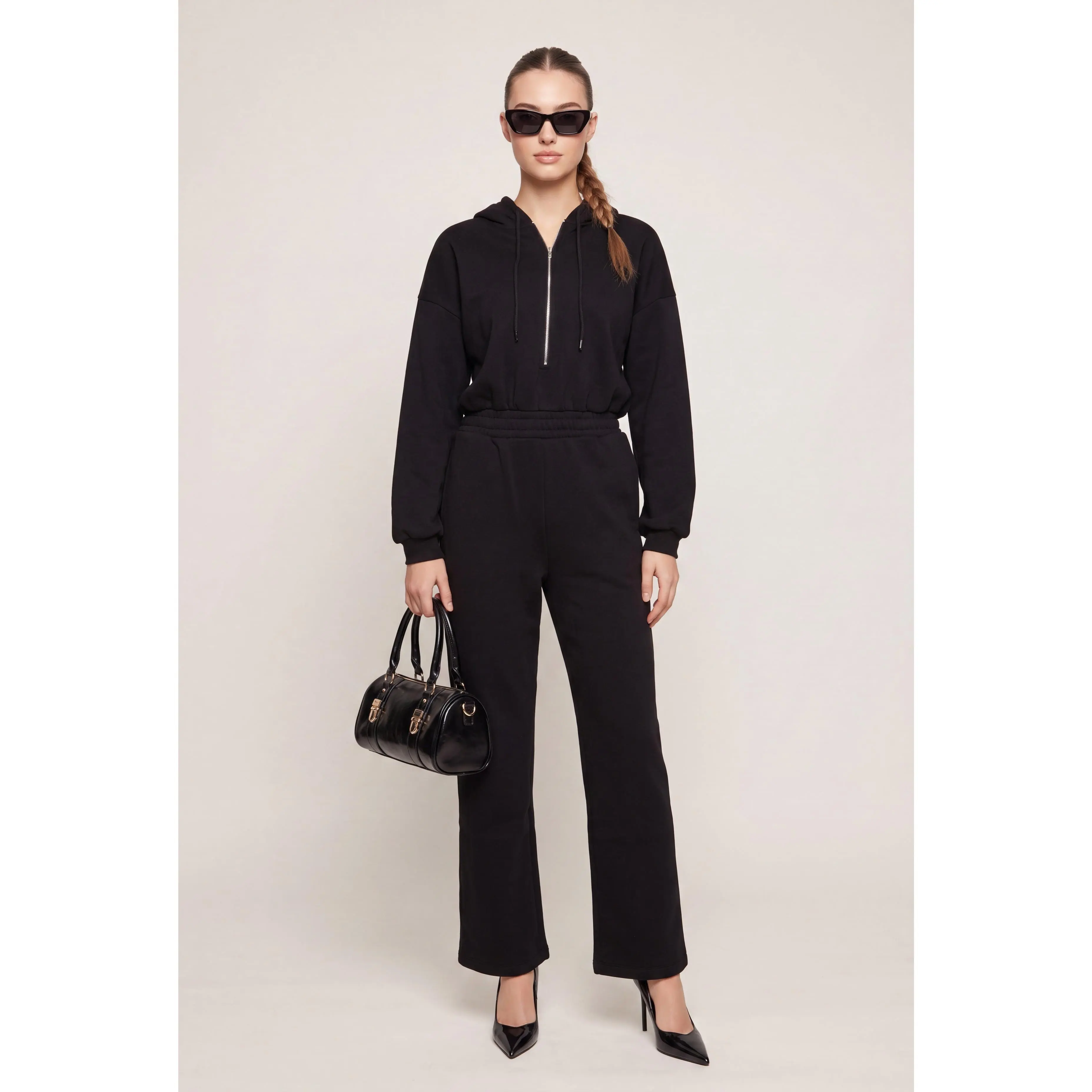 Hooded Wide Leg Jumpsuit