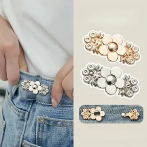 Adjustable Metal Waistband Buckle for Jeans, Detachable Seamless Denim Pin, Instant Fit Adjustable Belt Buckle, Fashion Accessory, Seamless Design