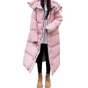 2025 Winter Women’s Mid-Length Over-the-Knee Cotton Coat, Loose Fit, Hooded, Plus Size, Down Cotton Jacket, Long Sleeve Outerwear