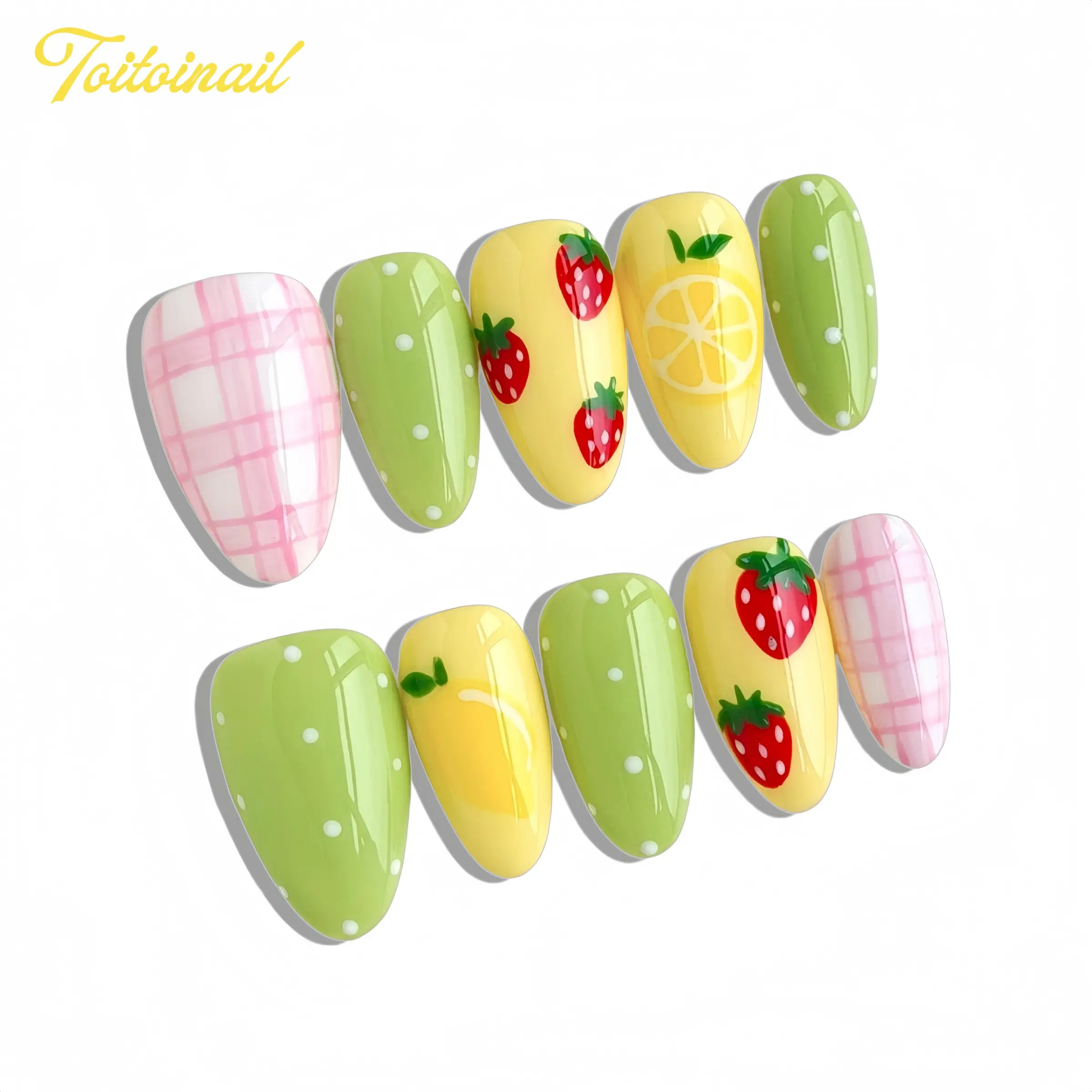2026 Spring Collection | Almond & Oval Press-on Nail Set, Fake Nails, Decorative Nails | Yellow Stars, Spring Sparkle Water | Premium Spring Vibe for Daily DIY & Home Parties | Reusable Nail Art Kit | Summer Nails