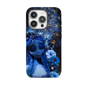 *Emily Corpse Bride Phone Case Blue Wedding, Halloween Goth Girly, Animated Ghostly Bride for iPhone 15,14,13,12,11 pro max, Mini Protection Shockproof Romantic Spooky light phone cases