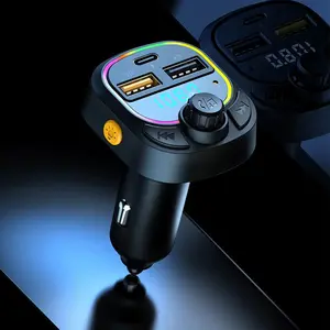 Wireless Car Charger with Fm Transmitter, 3-Port Fast Charging Qc3.1, Supports USB Flash Drive Music & Wireless Charging Modes