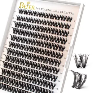 BEFER Lash Clusters, 120 Pcs D Curl Eyelash Clusters Volume Individual Lashes Extensions 10-16MM Fluffy Cluster Eyelash Wispy Cluster Lashes DIY At Home(Seraphic,FD43)
