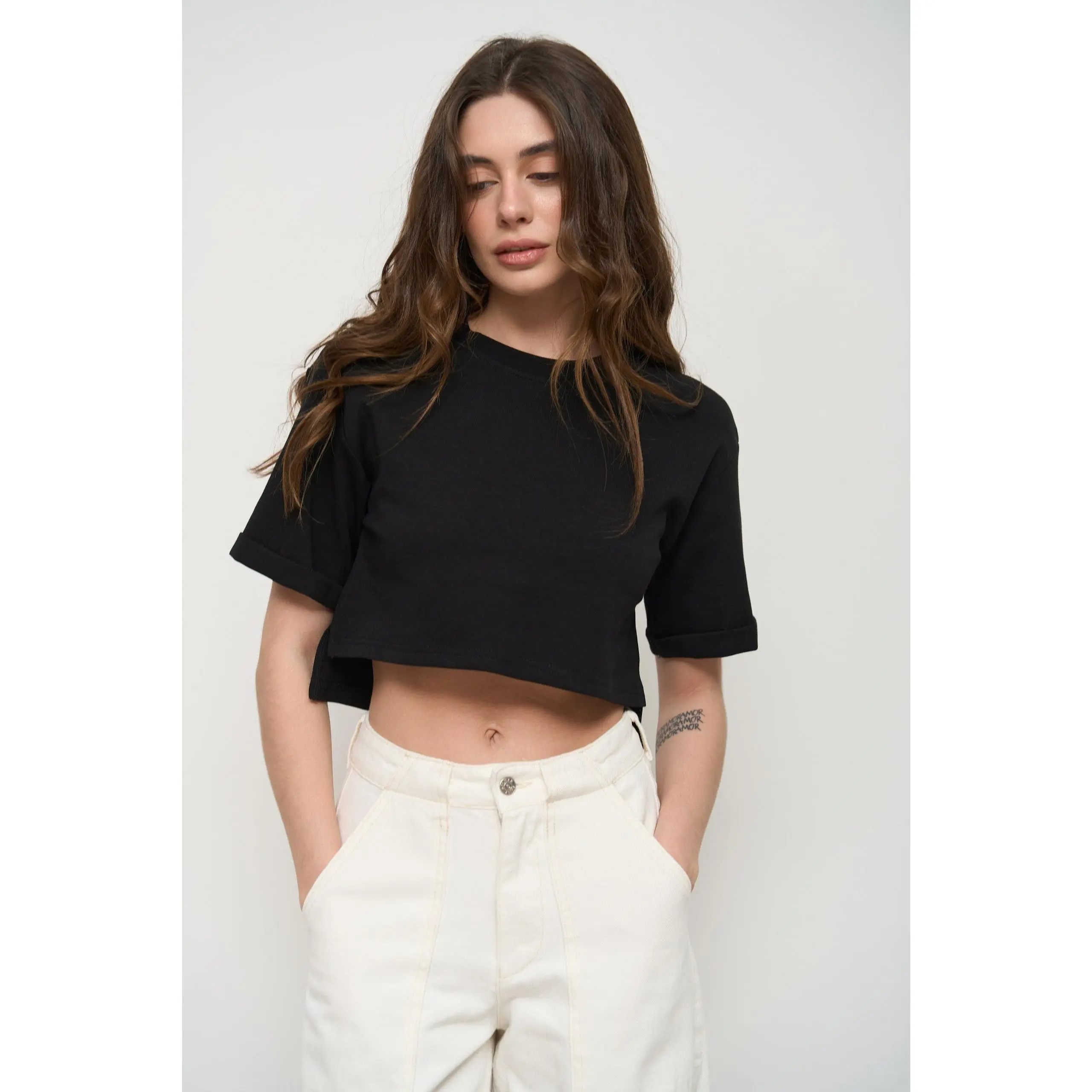Black Oversized Cropped T-Shirt