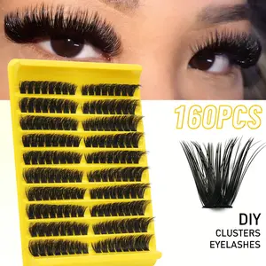 160PCS/200PCS Personalized Eyelashes Soft Natural Artificial Mink False Eyelashes DIY Eyelash Extensions Eyelash Clusters, Eyelash Clusters, Personalized Eyelashes, Eyelashes, False Eyelashes Russian D Curl Thick Reusable Dramatic Eyelashes