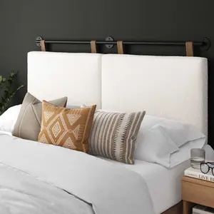 Boucle Upholstered Queen Wall Mount Headboard