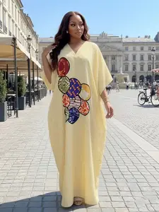 Summer New Fashion Loose Fit Plus Size Casual Wear Flowy Beach Striped Geometric Print Dress, Comfortable Home Shopping Party Beach Vacation Women's Boubou Vest Dress with Pockets Womenswear