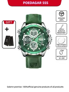 Poedagar LED Luxury Men's Watch Week Double Date Digital Display Man Watch Electronic Alarm Watches Luminous Fashionable Wristwatch Quartz Clock