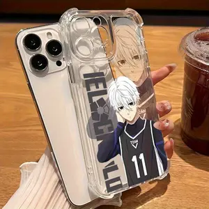 Interesting Soccer Blood Anime Blue Lock Phone Case for iPhone 17 Air 16 15 14 13 12 11 Pro Max X XR XS Max 8 54 Plus Shockproof Transparent Soft Back Cover Animal Colorful Protective