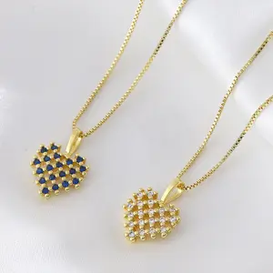 springtok Blue/white zircon necklace love zircon clavicle necklace ladies daily wear gift