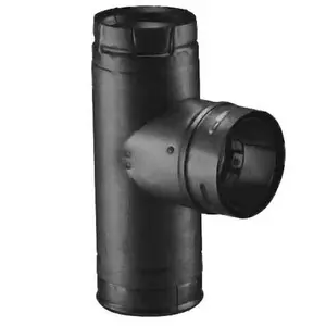 212 MAIN 3 in. Dia. PVC Pellet Vent Pro Black Single Tee with Clean-Out Tee Cap (Dura Vent 3PVP-TB1)