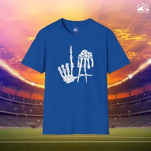 Los Angeles Skeleton Hand T-shirt: LA Dodgers Fan Gift, Halloween Horror Nights Tee, Angelenos Tee for Dia de los Muertos Royal Blue Shirt Cotton Menswear