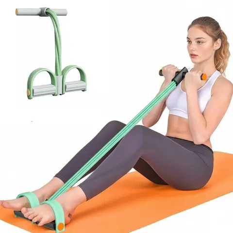 MEVIT 6-Tube Resistance Band - Premium Elastic Band, Yoga Stretching Rope, Muscle Training Equipment with Handles & Foot Pedal, High-Density NBR Foam Parts for Home Workouts, Abdomen Waist Arm Exercise Accessories