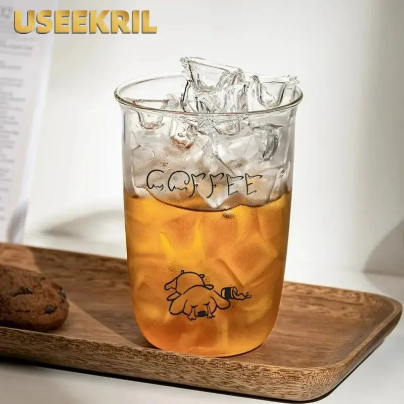 Cute Puppy Glass Cup Japanese Style Cocktail Glasses Cups Wide-mouth Coffee Glass Cups Creative Thin Whiskey Cup Kitchen Tools
