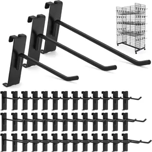 60 Pcs Black Gridwall Hooks, 20Pcs Each of 4/6/8 Inch, Heavy Duty Display Hooks for Grid Wall Panels Wire Grid Rack Hanging Storage