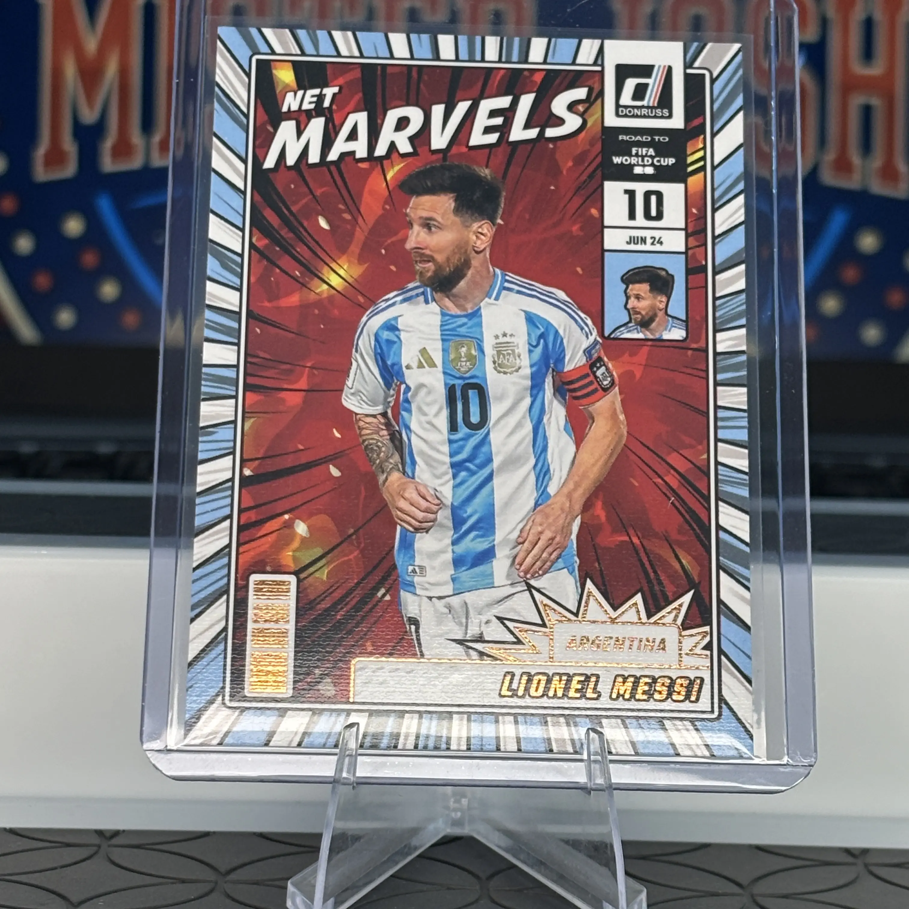 Lionel Messi, Net Marvels Insert, 2025-26 Panini Donruss Road to FIFA World Cup, Soccer Trading Card #21