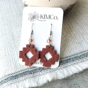 Polymer clay Aztec earrings. 2 color choices. Casual Female Ethnic