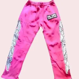 Distressed Embroidery Sweatpants with "Be You Forever" Front & Side Designs for Casual Wear in Trendy Cotton Fabric