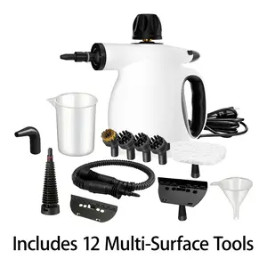 Handheld Pressurized Steam Cleaner 1200W High Temp Portable Machine with 12 Multi-Surface Tools for Home Kitchen Bathroom Pet Areas Car Interiors