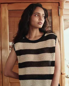 The Crochet Sweater Shell. Black And Cream.