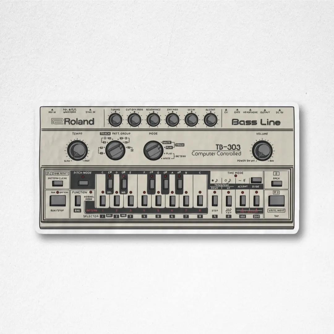 TB-303 Sticker | Audio Production | Music Sticker | Audio Sticker | Pro Audio | Music Producer | Bass Sticker | Bass Synthesizer | Synthesizer Sticker