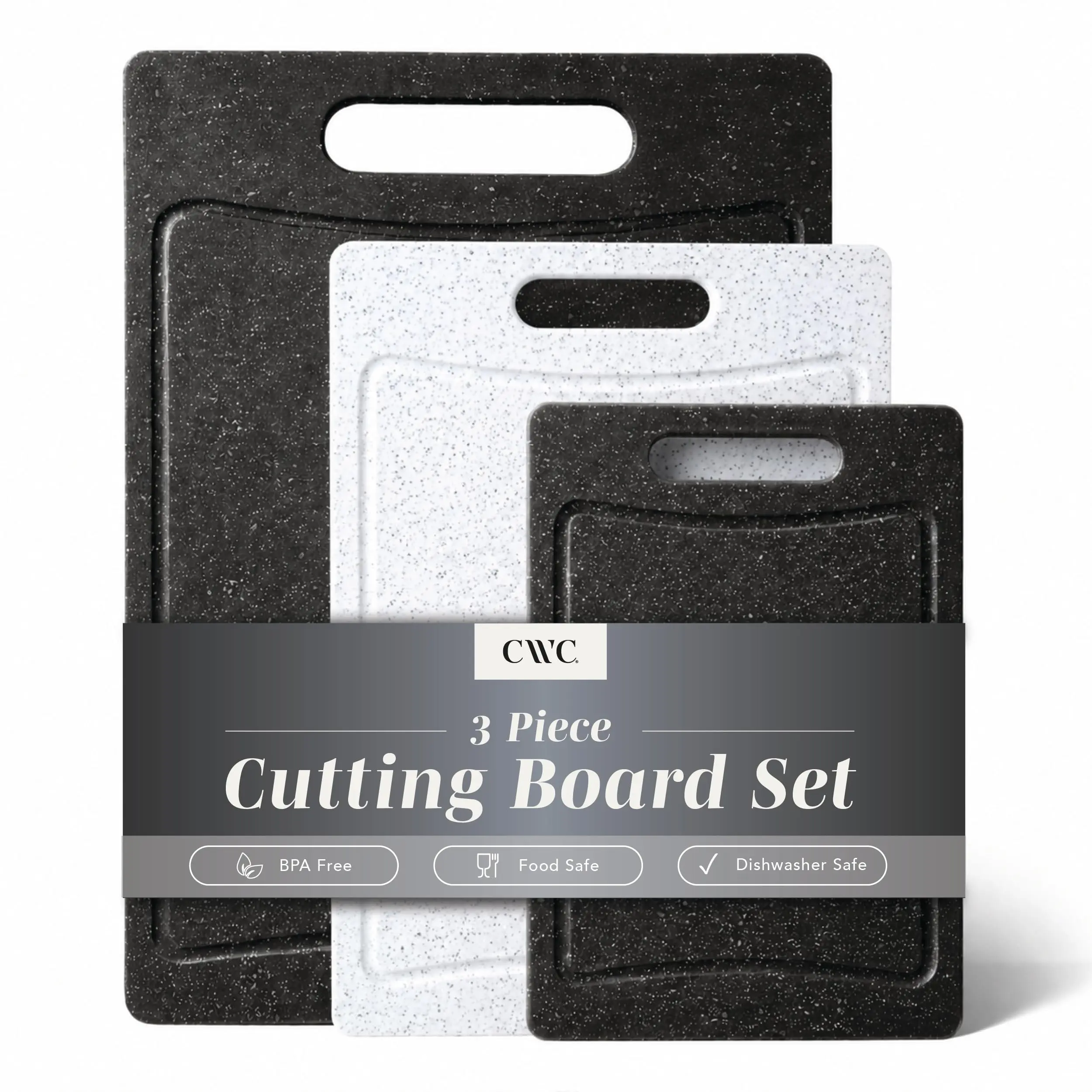 COOK WITH COLOR Non-Slip Cutting Board Set – Kitchen Essentials with Easy Grip Handle for Meat, Veggies, and Fruits