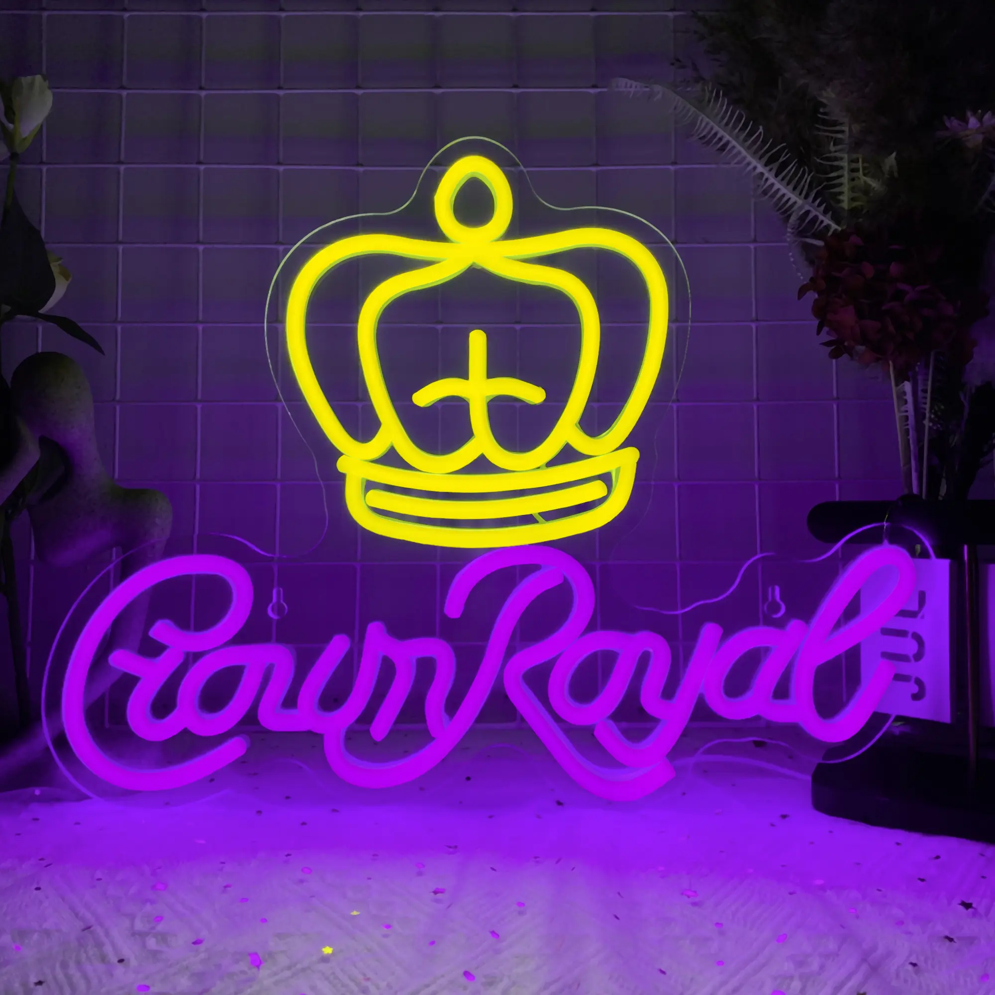 Crown Royal Beer Neon Sign for Wall Decor Dimmable Bar Neon Sign Led Beer Neon Lights Signs Neon Beer Sign for Man Cave Beer Bar Pub Store Bedroom Restaurant Club Hotel Party Decor Gifts