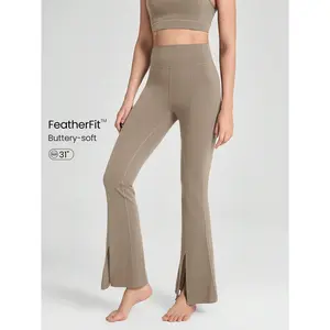 GLOWMODE 31" FeatherFit™ Front And Center Slit Hem Flare High-Waist Yoga Leggings Low Impact Yoga Pilates Studio Daily Casual Wear