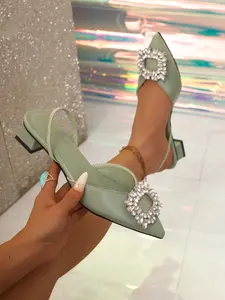 Summer Elegance Sexy Pointed Toe Chunky Heel Slip-On Shoes 2026 New High Heels Multi-Occasion Versatile Small Perfume Style Dressy High Heeled Sandals