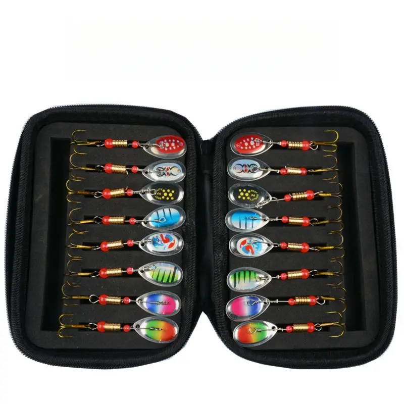 16 Piece Lure Spoon Lures Rotating Composite Sequins Set, Outdoor Fishing Gear, Fishing Equipment, Fishing Supplies, Durable & Portable Design, Ideal for Freshwater & Saltwater Use