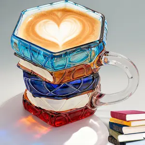 3D Painted Book Stack Glass Coffee Mug, 7 oz Colorful Heat-Resistant Cup, Christmas & Holiday Gifts for Books Lovers, Readers, Writers, Librarians, Book Club and Bookworm Fans