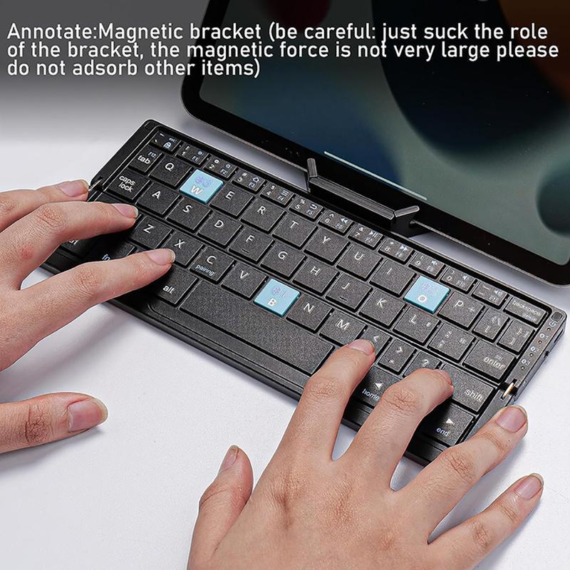 Foldable Bluetooth Keyboard with Magnetic Stand Aluminum Alloy Mini Folding Keyboard Rechargeable Keyboard for Tablet iPad