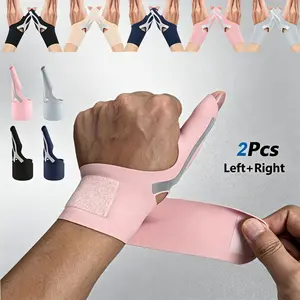 Unisex 2-Piece Thumb & Wrist Compression Sleeves, Elastic Support Gloves for Gaming, Sports - Fits Left & Right Hands, Office-Ready Sports Wristbands